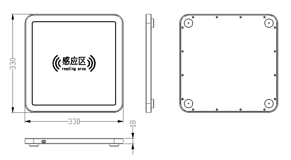 RFID館員工作站結(jié)構(gòu)尺寸圖