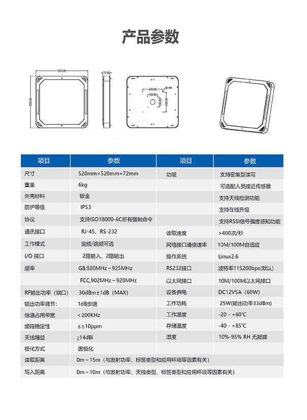 BRD-16 超高頻RFID智能頂裝門(mén)禁終端 RFID吊頂門(mén)禁